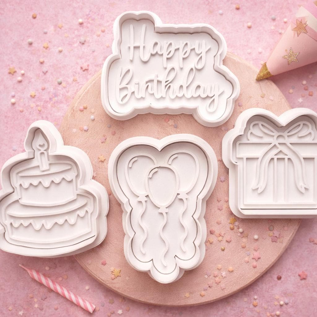 Birthday Cookie Cutters – Perfect for Party Treats & Celebrations 4/pk