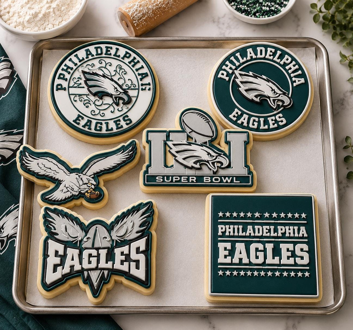 Philadelphia Eagles Cookie Cutters – 6pc Set, 3D Printed Football Fan Baking Tools