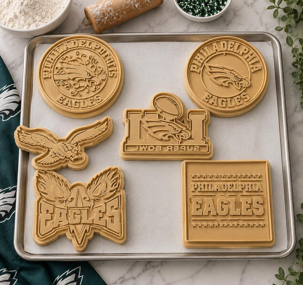 Philadelphia Eagles Cookie Cutters – 6pc Set, 3D Printed Football Fan Baking Tools