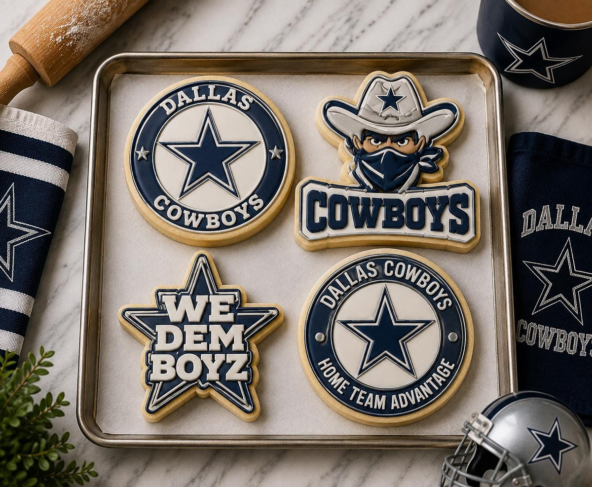 Dallas Cowboys Cookie Cutter Set – 4pc Set, 3D Printed Football Fan Baking Tools