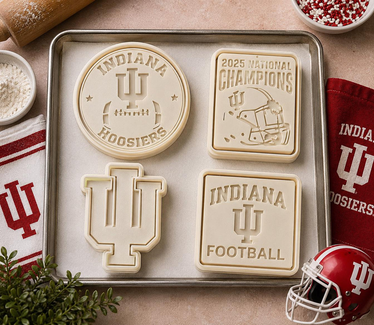 Indiana Hoosiers Football Cookie Cutter Set 4/pk – Perfect for Game Day, Tailgates & Tigers Fans