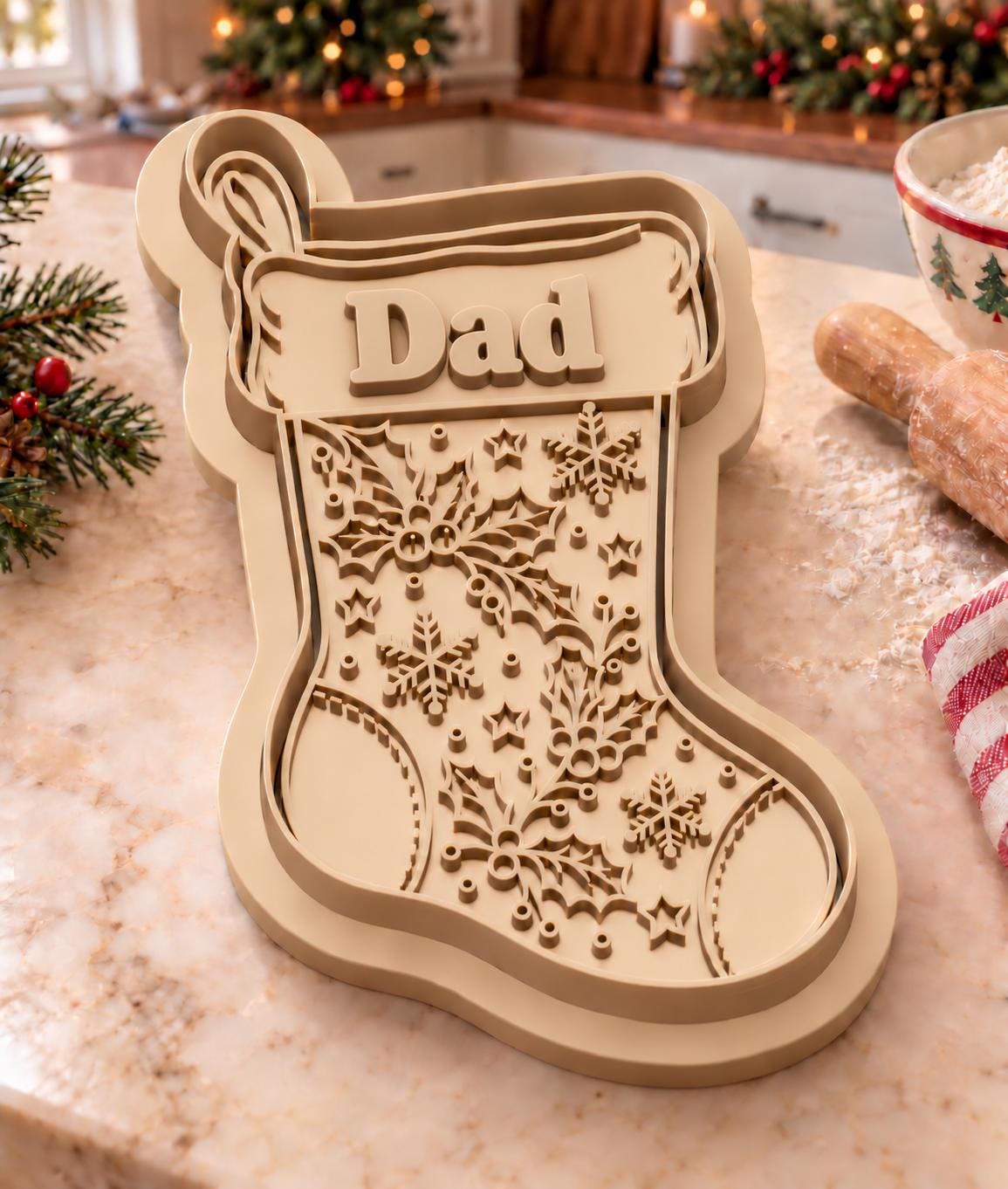 Personalized Christmas Stocking Cookie Cutter & Stamp