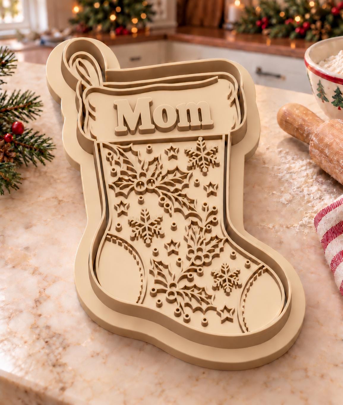 Personalized Christmas Stocking Cookie Cutter & Stamp