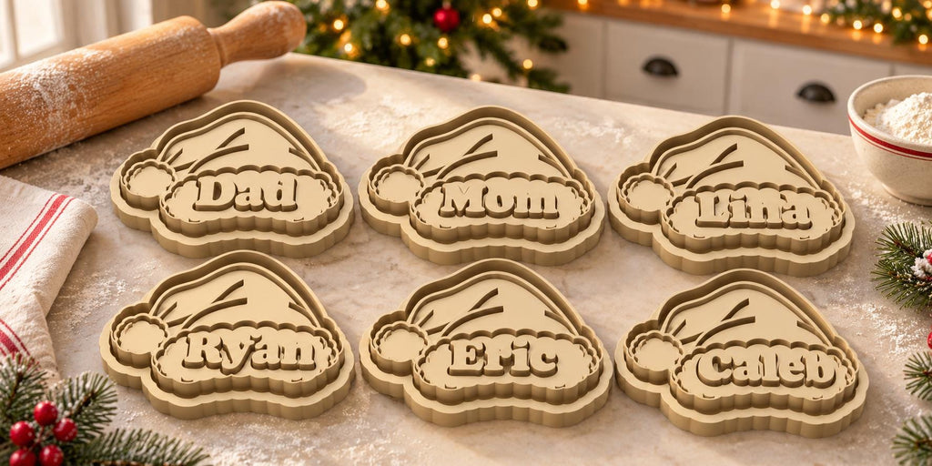 Personalized Christmas Santa Hat Cookie Cutter & Stamp