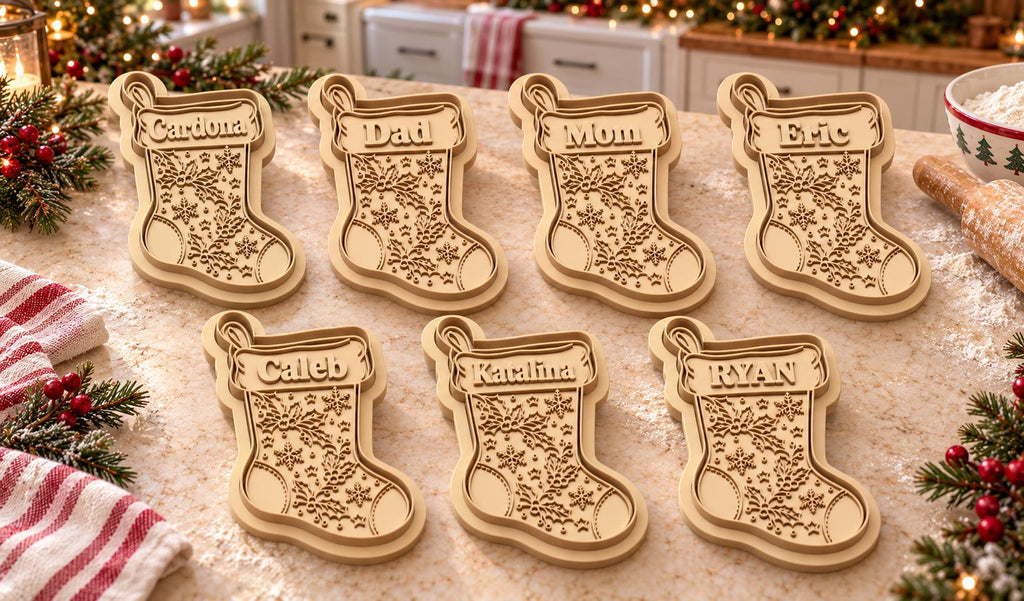 Personalized Christmas Stocking Cookie Cutter & Stamp