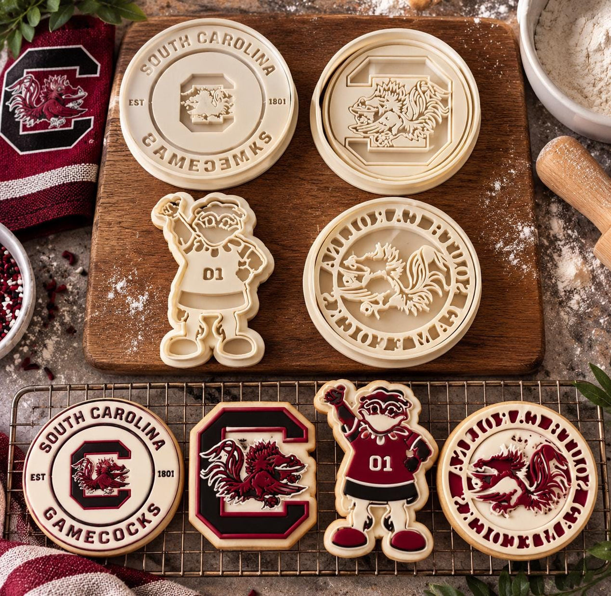 South Carolina Gamecocks-Inspired Cookie Cutter Set - 4/pk