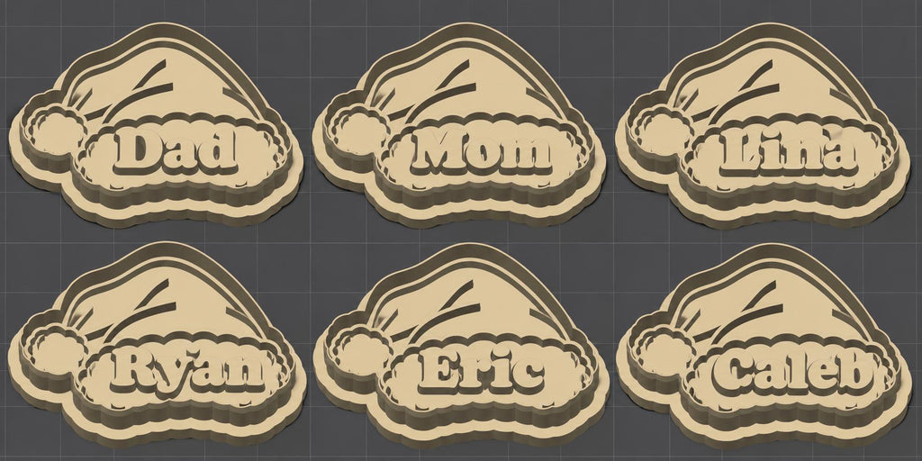 Personalized Christmas Santa Hat Cookie Cutter & Stamp
