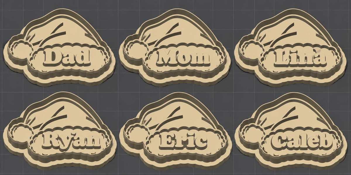 Personalized Christmas Santa Hat Cookie Cutter & Stamp